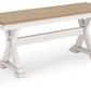 Purlaney - Large Dining Room Bench - Antique White / Natural