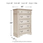 Realyn - Five Drawer Chest - White / Brown / Beige