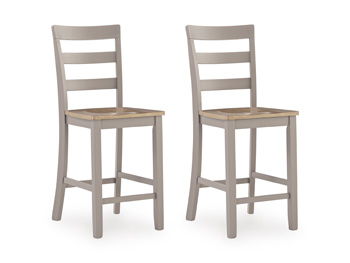 Harperfeld - Barstool (Set of 2) - Natural / Gray - Fraser Furniture & Mattresses