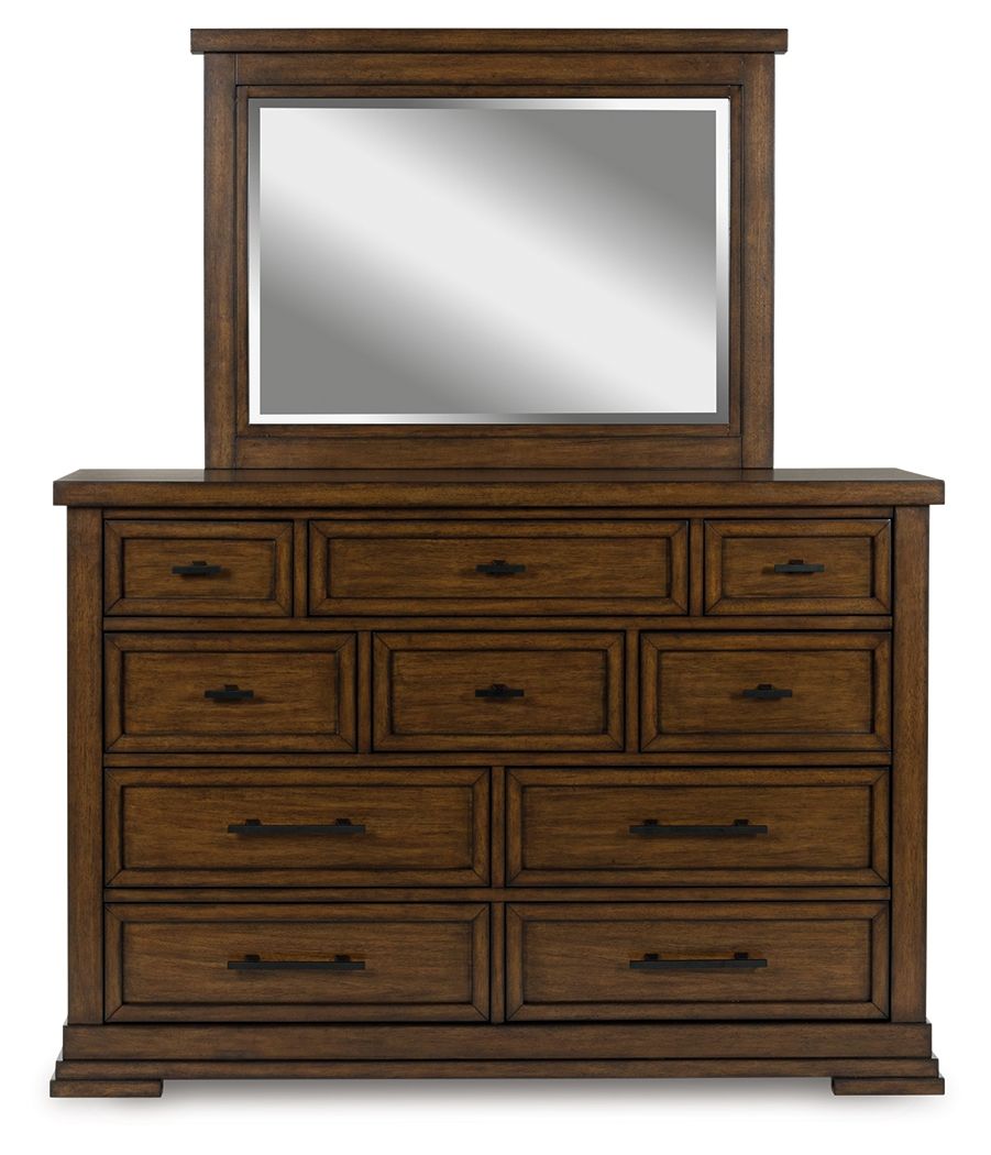 Taffenbrook - Medium Brown - Dresser And Mirror