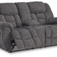 Foreside - Charcoal - Dbl Reclining Loveseat With Console - Fabric