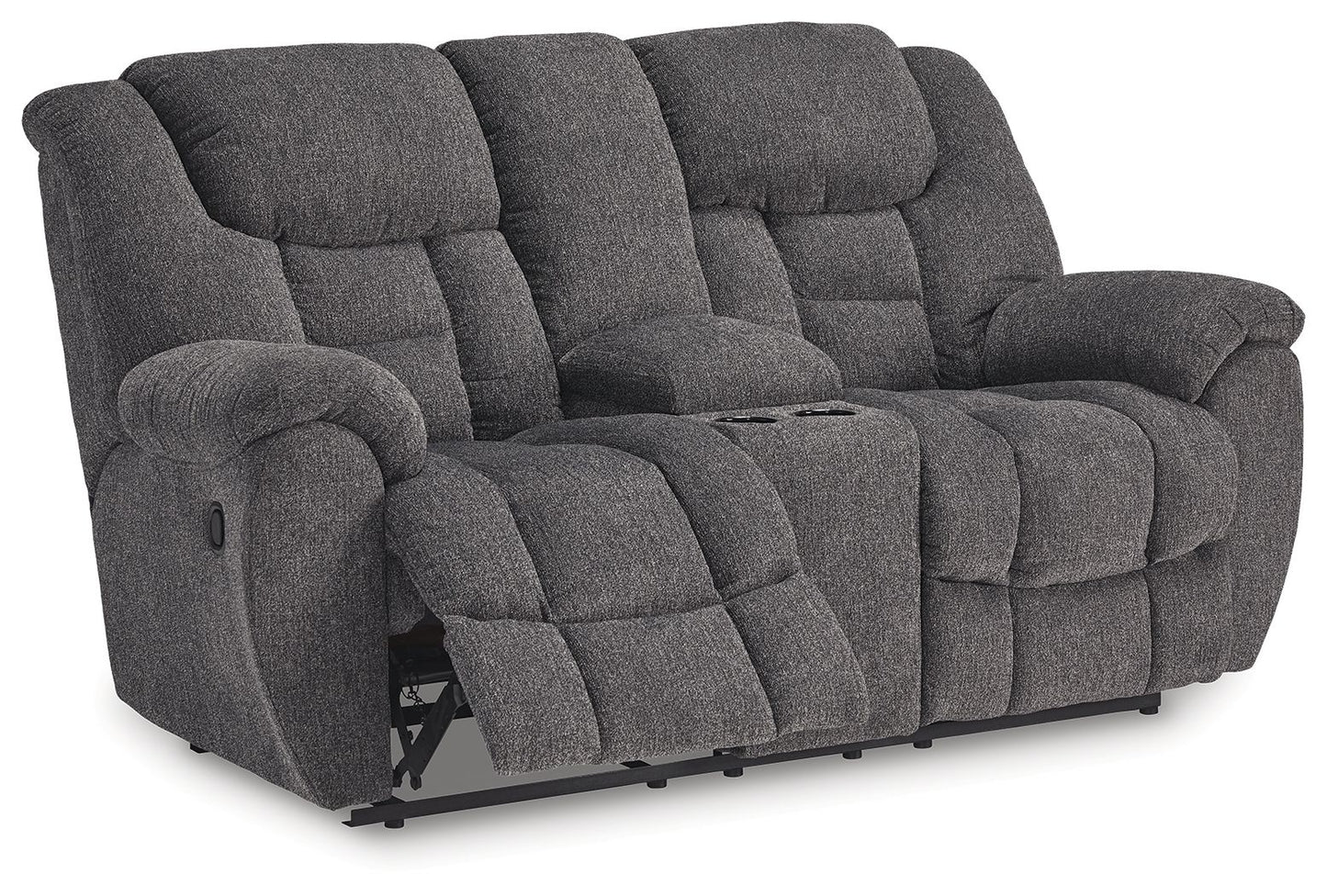 Foreside - Charcoal - Dbl Reclining Loveseat With Console - Fabric