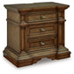Frantanna - Three Drawer Night Stand - Brown