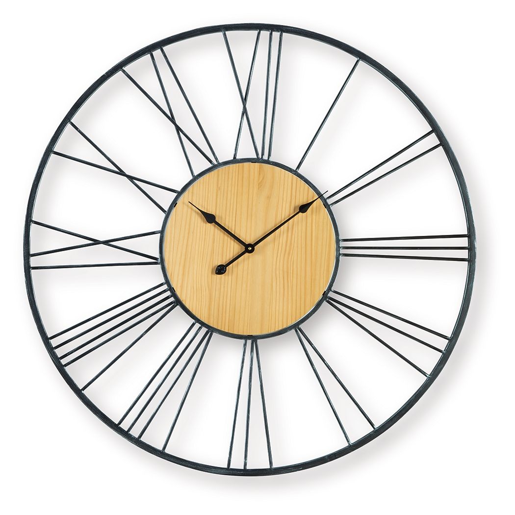 Brockett - Wall Clock - Black / Natural - Fraser Furniture & Mattresses