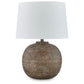 Neavesboro - Antique Brown / White - Metal Table Lamp
