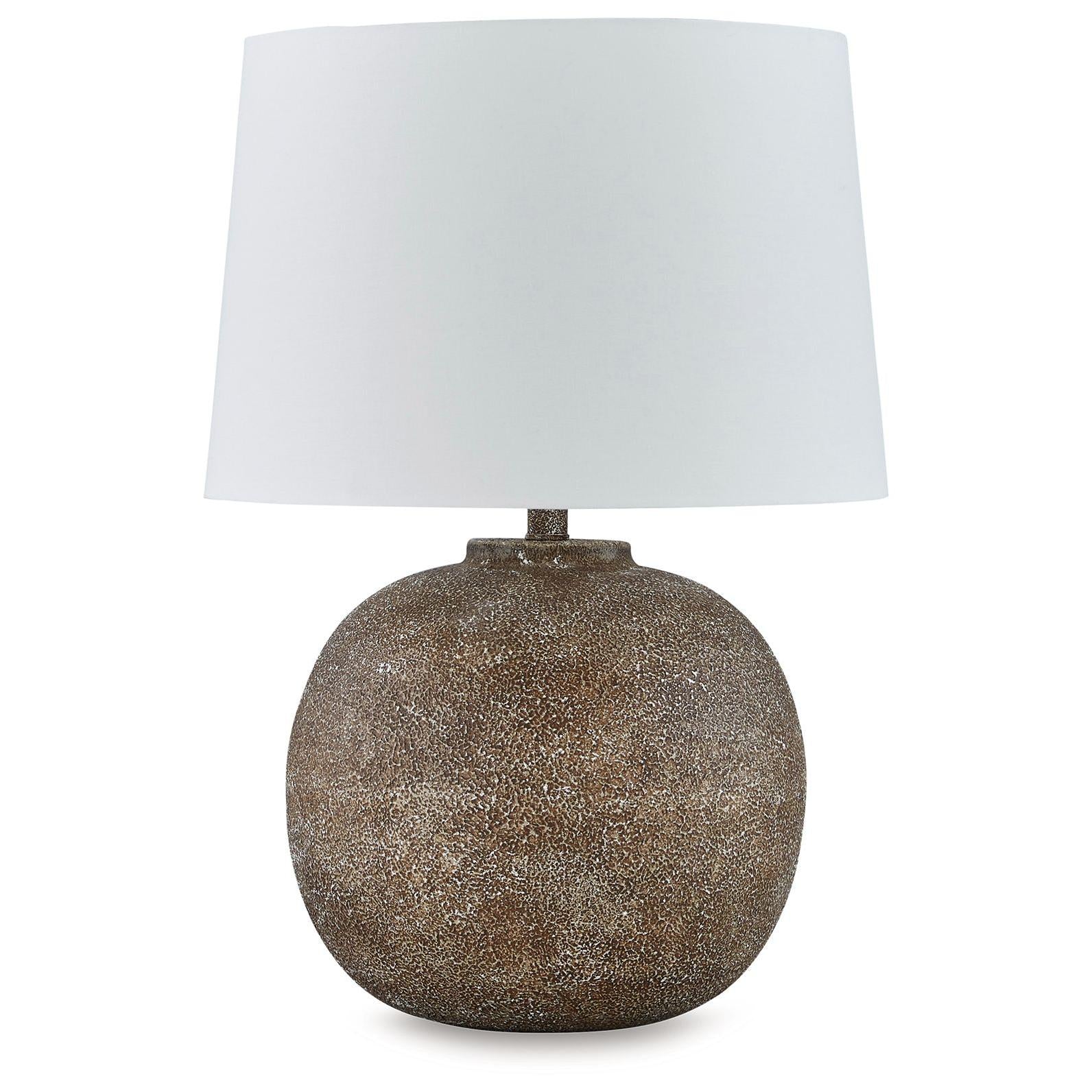 Neavesboro - Antique Brown / White - Metal Table Lamp