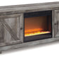 Wynnlow - 63" TV Stand With Glass/Stone Fireplace Insert - Gray