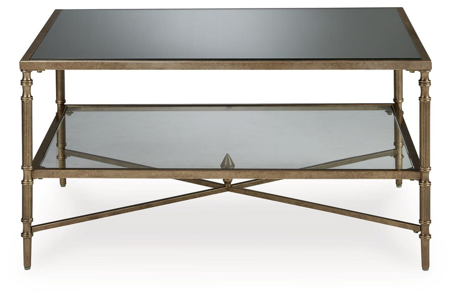 Cloverty - Aged Gold Finish - Rectangular Cocktail Table