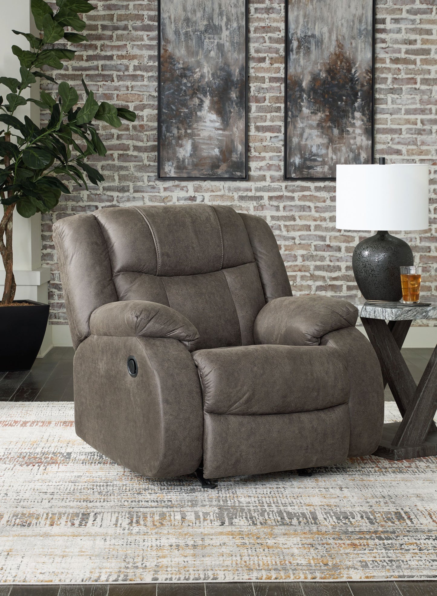 First Base - Gunmetal - Rocker Recliner - Faux Leather