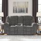 Foreside - Charcoal - Dbl Reclining Loveseat With Console - Fabric