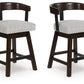 Haddigan - Dark Brown - Upholstered Swivel Barstool (Set of 2)