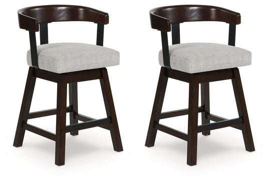 Haddigan - Dark Brown - Upholstered Swivel Barstool (Set of 2)