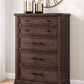 Taffenbrook - Medium Brown - Five Drawer Chest