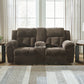 Frohn - Chocolate - Dbl Reclining Loveseat With Console - Fabric