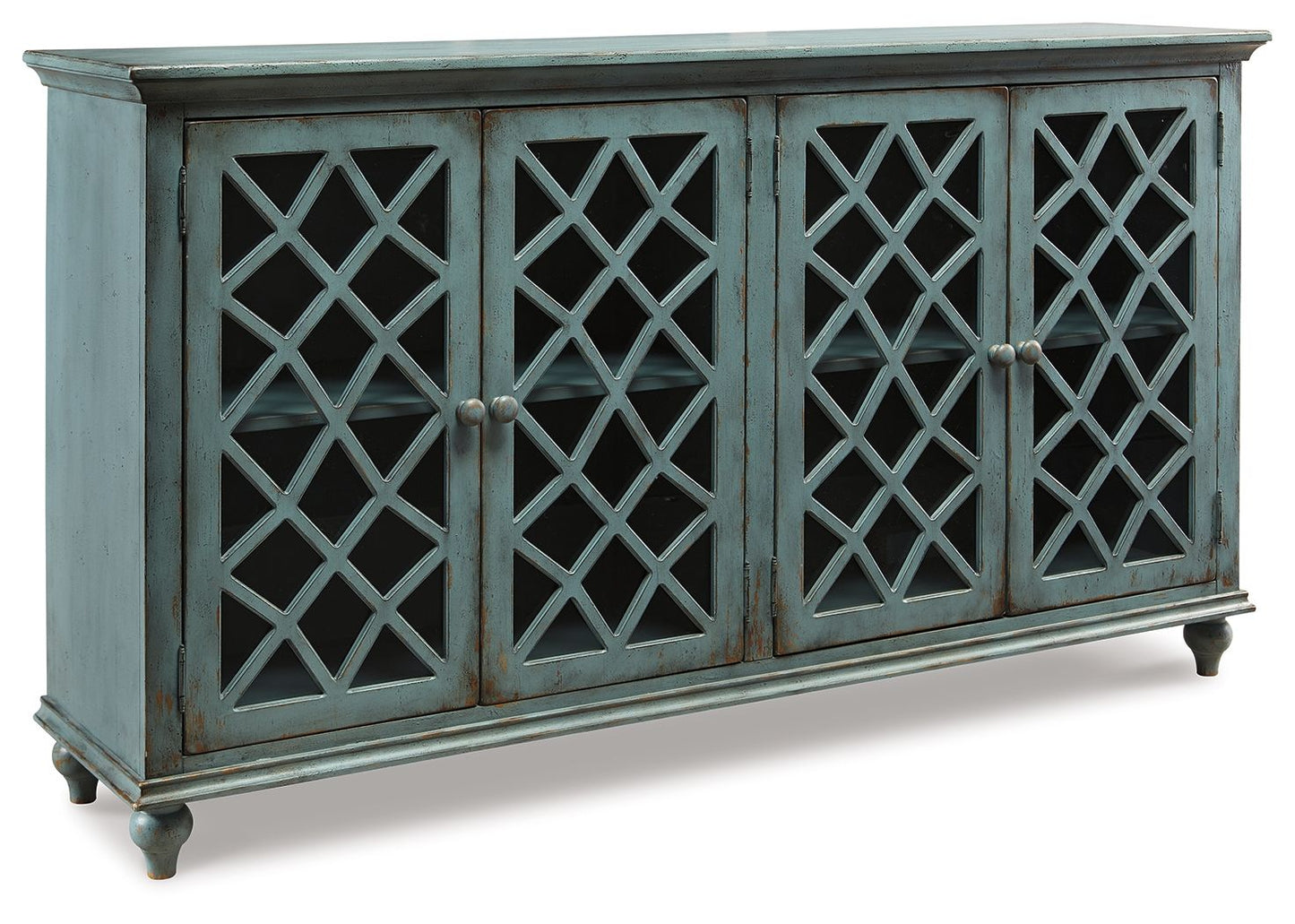 Mirimyn - Accent Cabinet - Vintage Finish - Antique Teal - Fraser Furniture & Mattresses