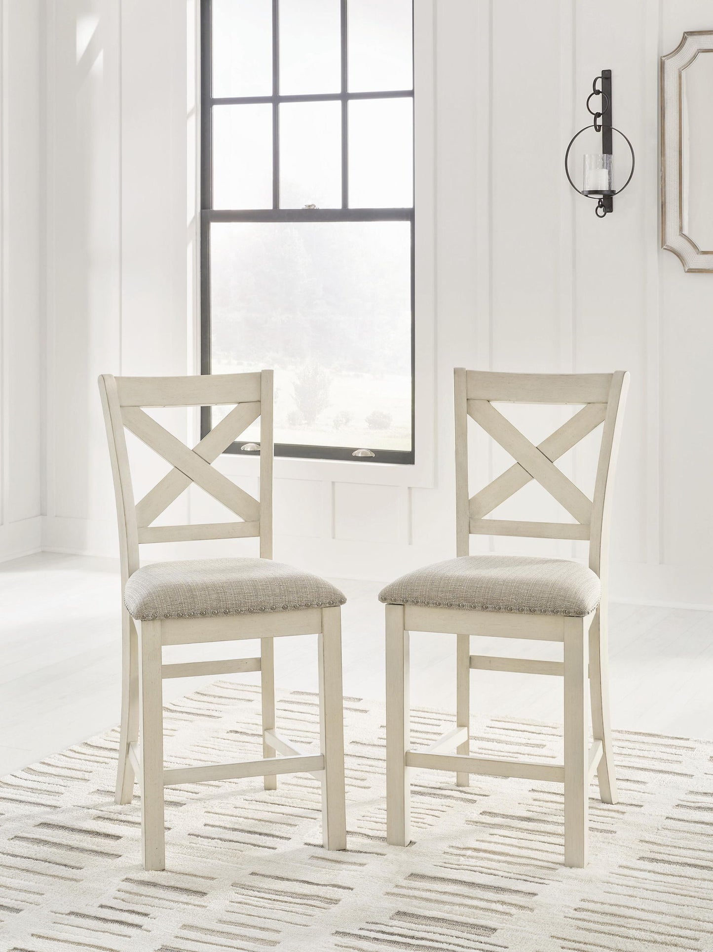 Robbinsdale - Upholstered Barstool (Set of 2) - Antique White - Fraser Furniture & Mattresses