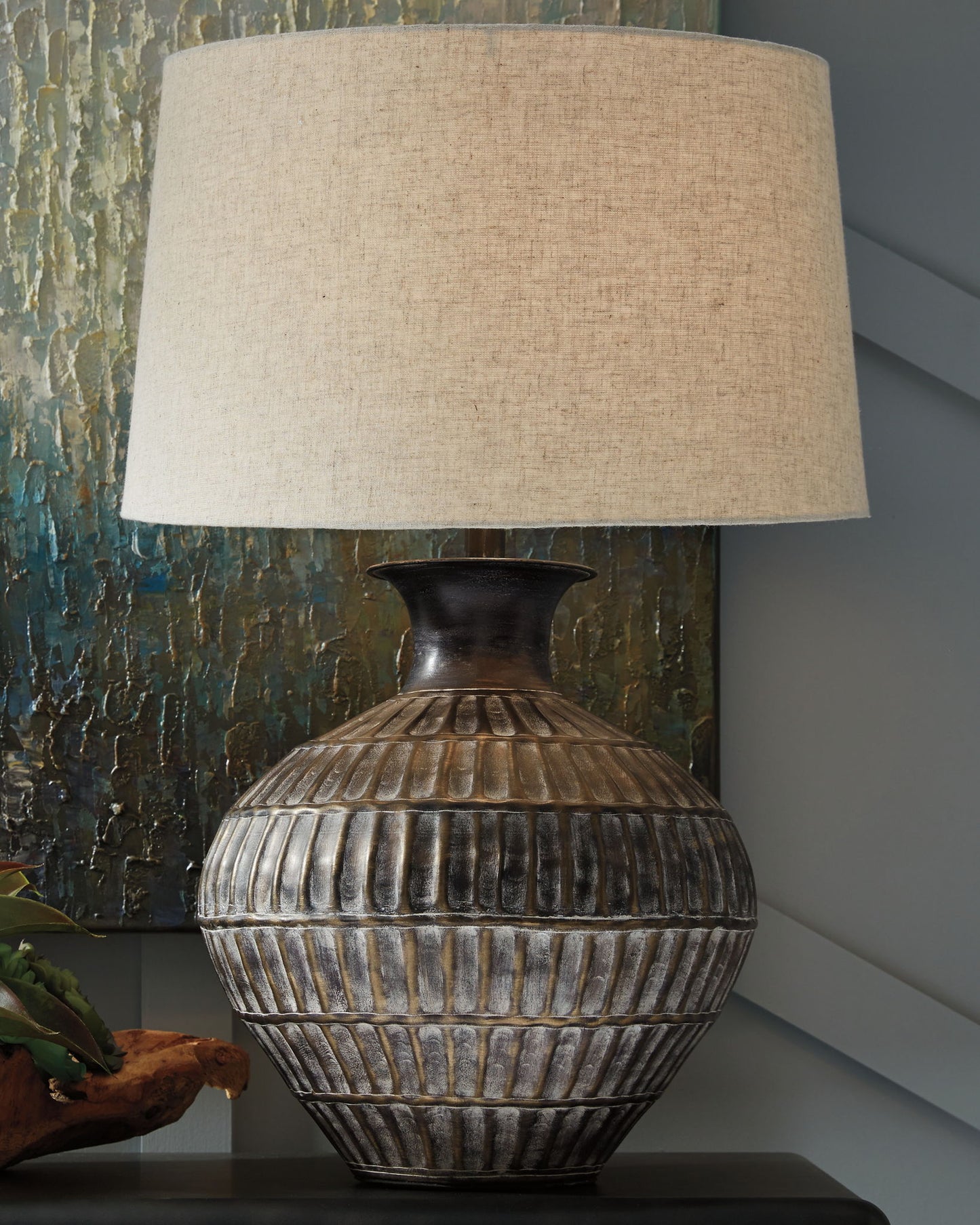 Magan - Metal Table Lamp  - Antique Bronze Finish - Fraser Furniture & Mattresses