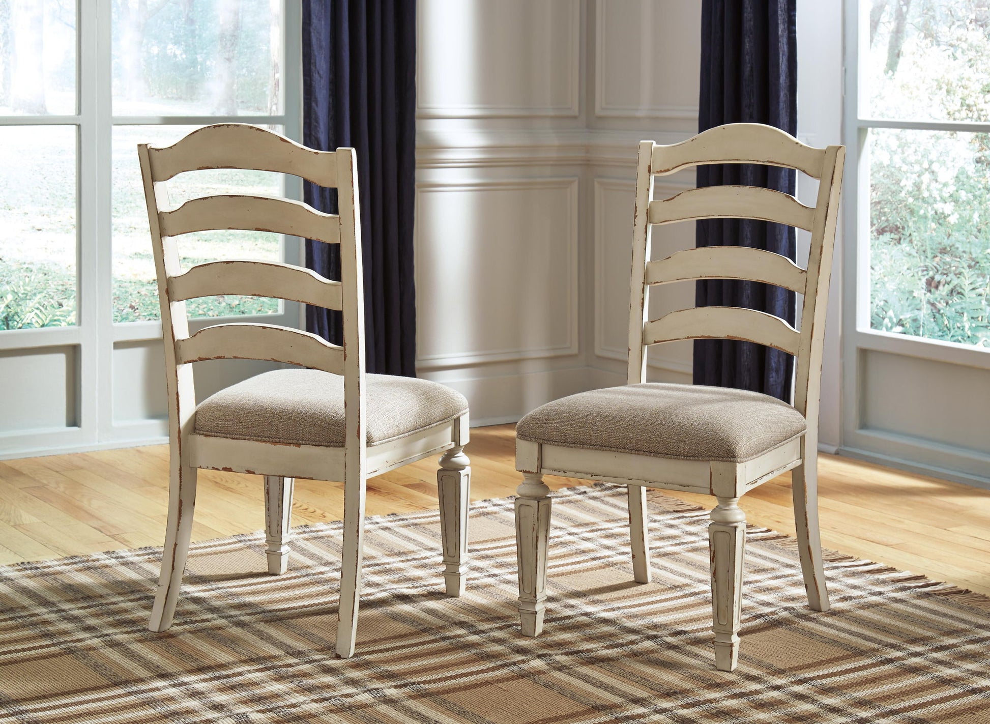Realyn - Dining UPH Side Chair (Set of 2) - Ladderback - Chipped White - Fraser Furniture & Mattresses