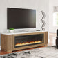 Camdill - 80" TV Stand With Electric Fireplace - Light Brown