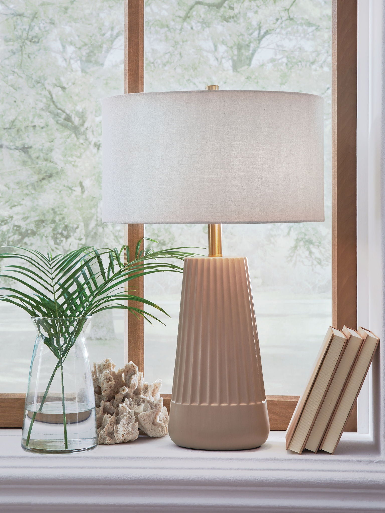 Dellner - Ceramic Table Lamp - Mocha - Fraser Furniture & Mattresses