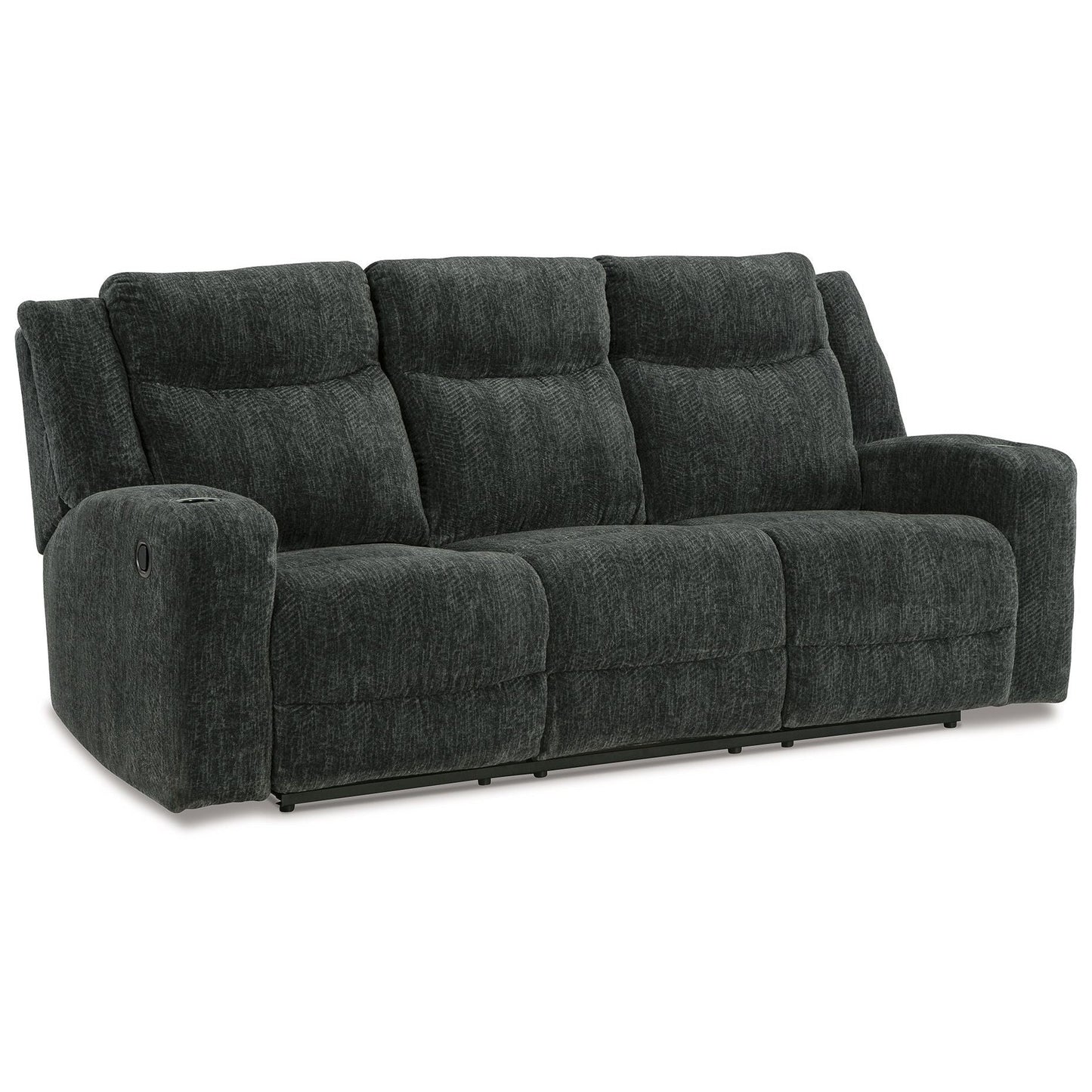 Martinglenn - Ebony - Reclining Sofa W/Drop Down Table - Fabric