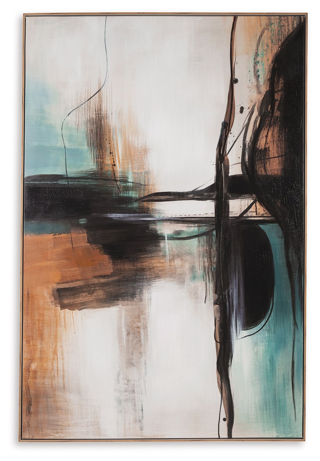 Brunonia - Wall Art - Teal / Orange / Black - Fraser Furniture & Mattresses