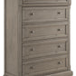 Lettner - Light Gray - Five Drawer Chest - 2-handles