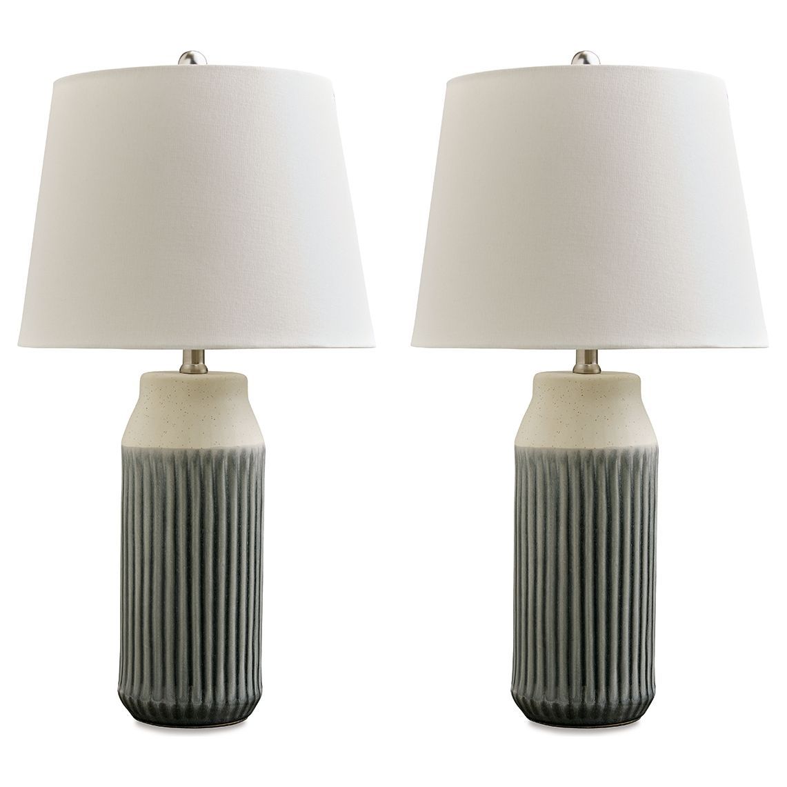 Afener - Blue / Beige - Ceramic Table Lamp (Set of 2)