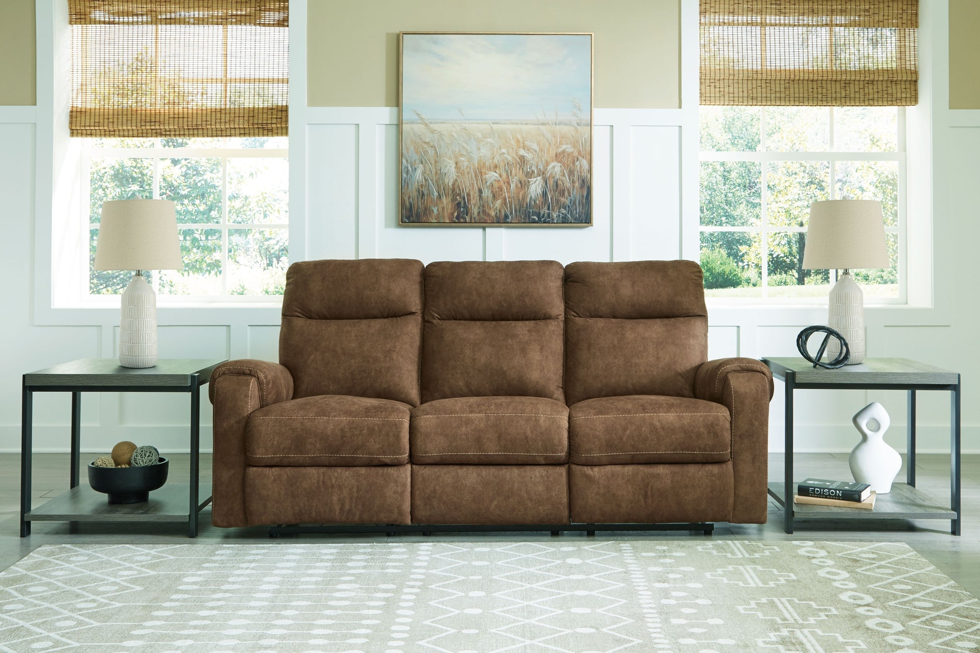 Edenwold - Brindle - Reclining Sofa - Faux Leather