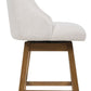 Cabalynn - Oatmeal / Light Brown - Upholstered Swivel Barstool (Set of 2)