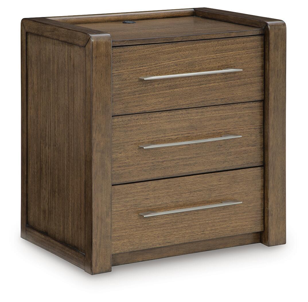 Marxmore - Three Drawer Night Stand - Brown - Fraser Furniture & Mattresses
