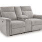 Barnsana - Dbl Power Reclining Loveseat with Console - Fabric - Ash