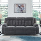 Observation - Reclining Power Sofa With Drop Down Table - Steel