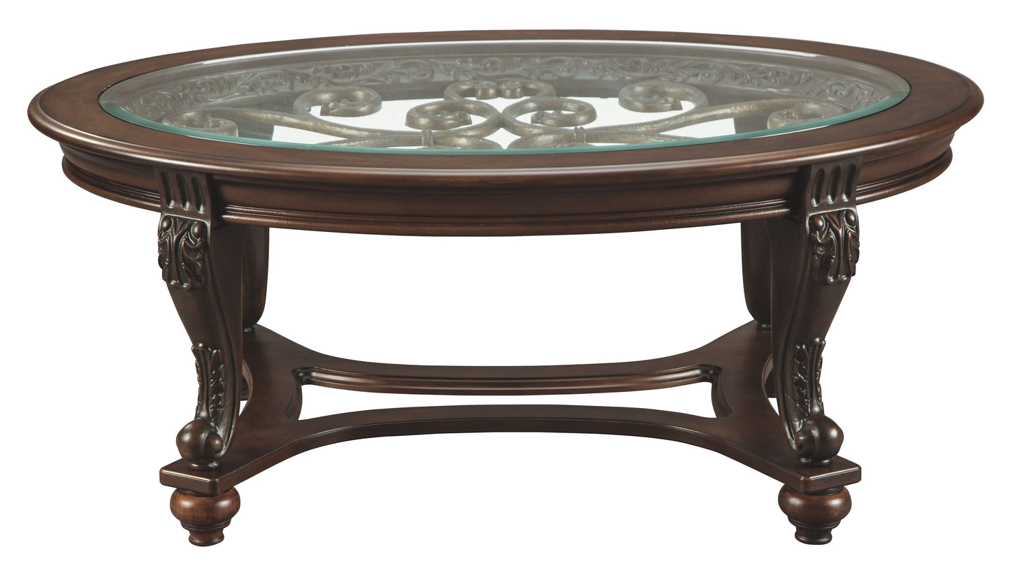 Norcastle - Dark Brown - Oval Cocktail Table