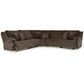 Top Tier - Chocolate - 5-Piece Reclining Sectional - Fabric