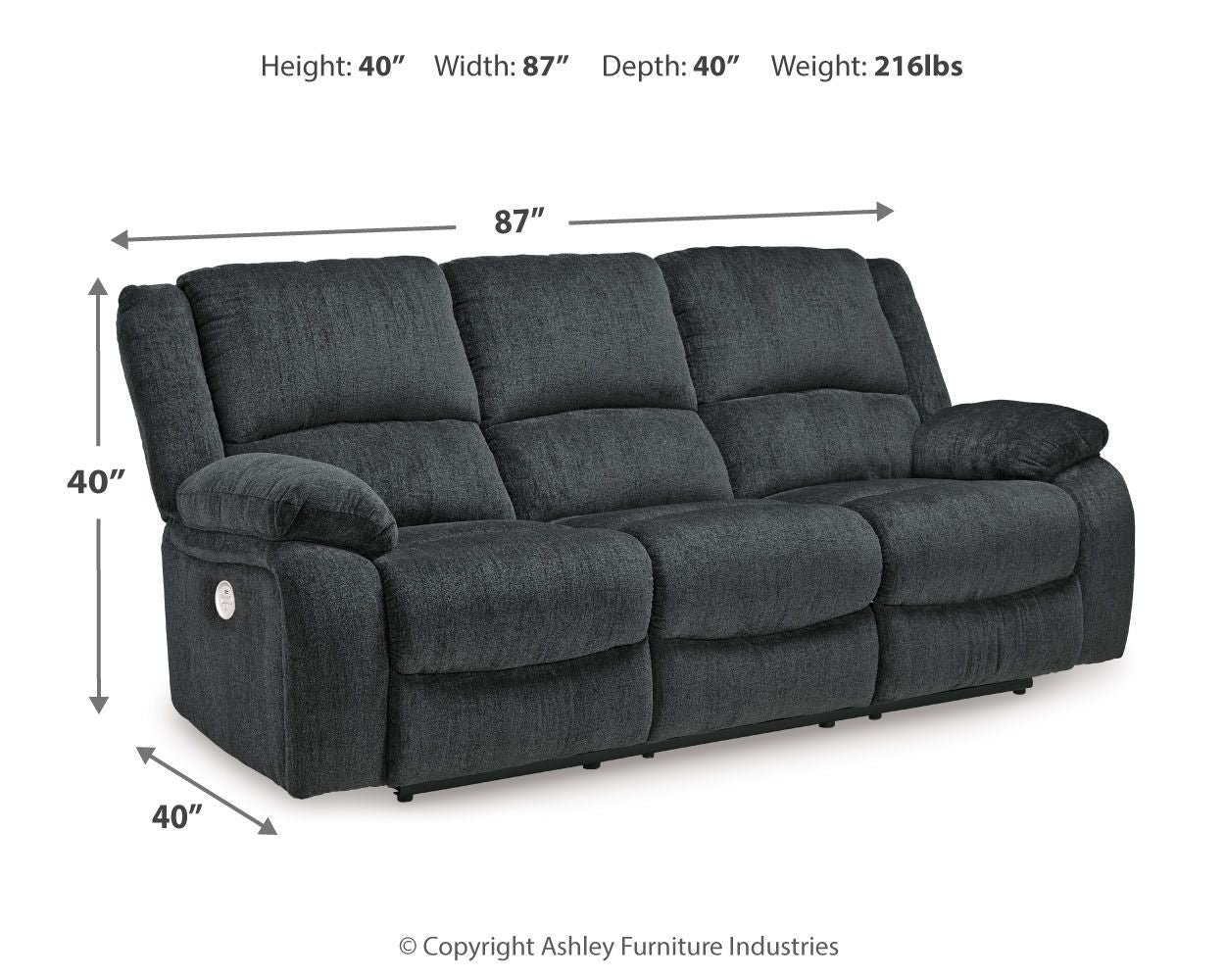 Draycoll - Slate - Reclining Power Sofa - Fabric