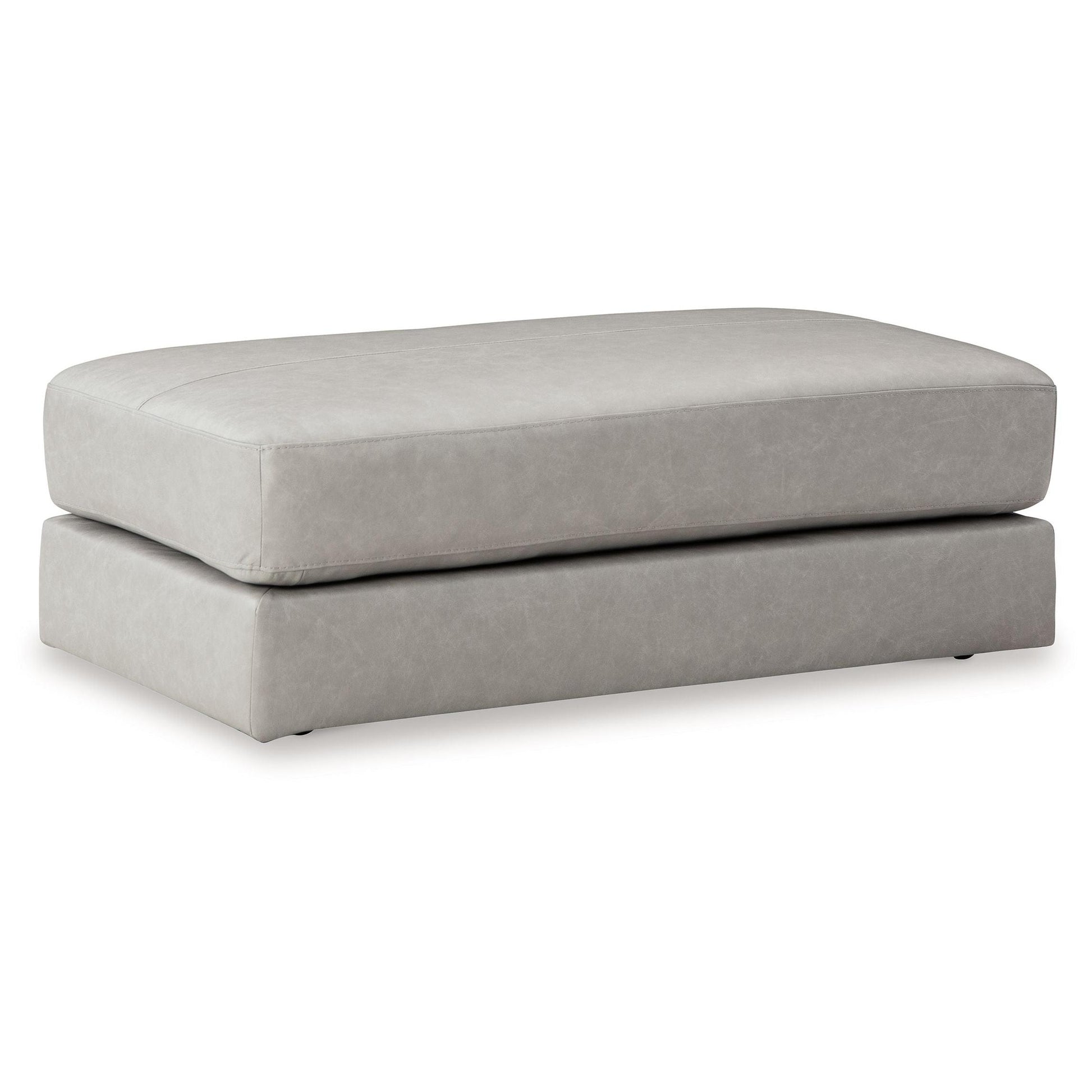 Amiata - Glacier - Oversized Accent Ottoman - Leather Match