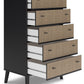 Charlang - Black / Gray - Five Drawer Chest