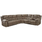 Ravenel - Fossil - 4-Piece Power Reclining Sectional With Raf Power Reclining Loveseat With Console - Faux Leather