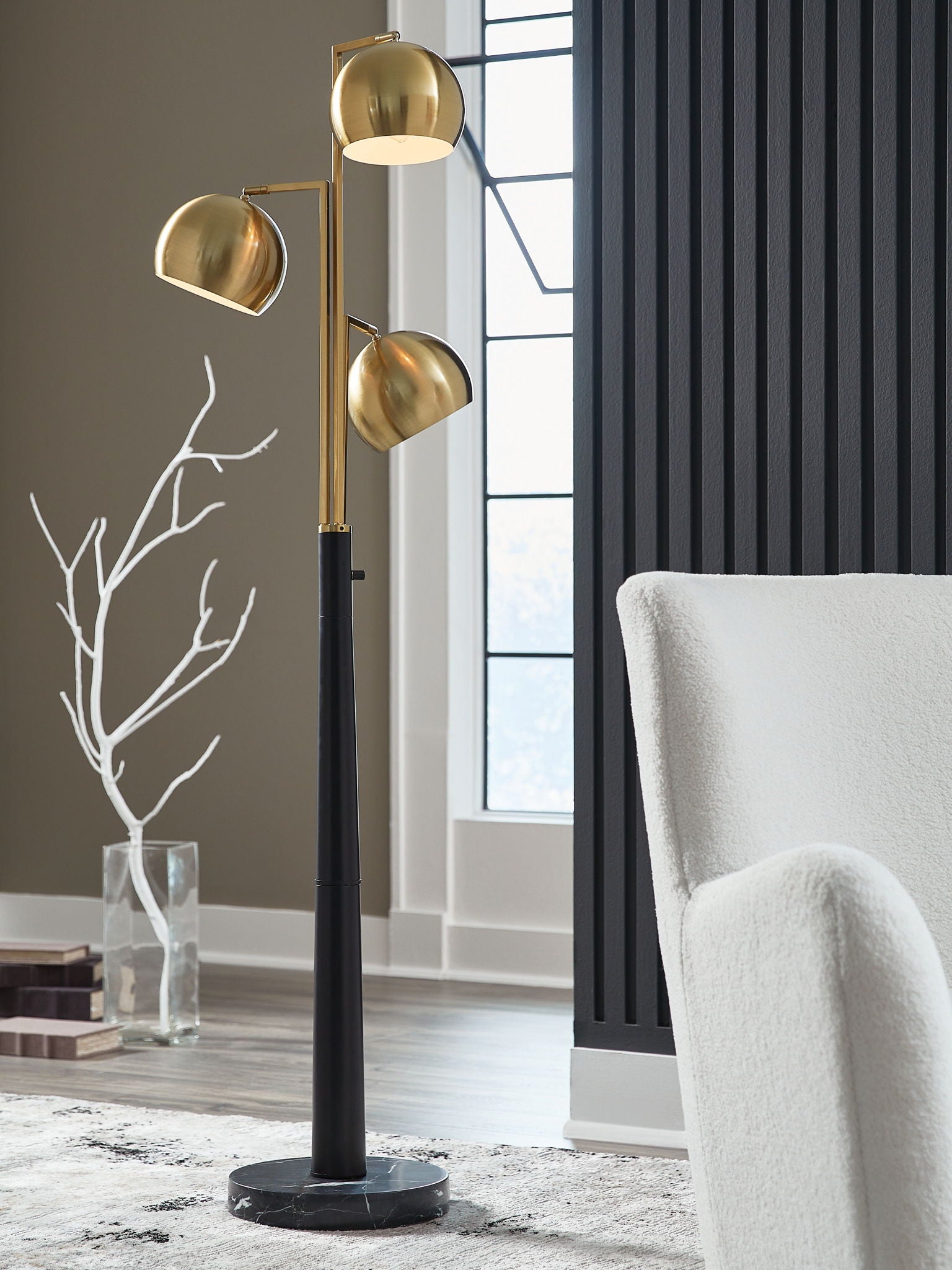 Sorcha - Metal Floor Lamp - Gold Finish / Black - Fraser Furniture & Mattresses