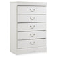 Anarasia - White - Five Drawer Chest