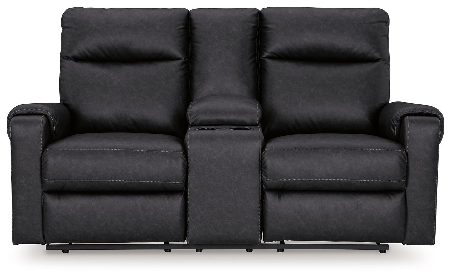 Axtellton - Carbon - Dbl Power Reclining Loveseat With Console - Faux Leather