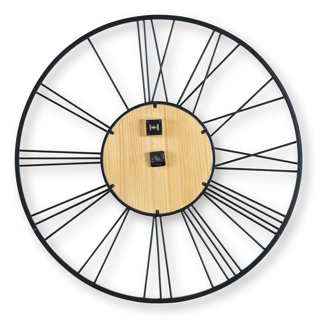 Brockett - Wall Clock - Black / Natural - Fraser Furniture & Mattresses