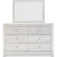 Paxberry - Dresser, Mirror - Medallion Drawer Pulls - Whitewash