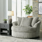 Lindyn - Fog - Oversized Swivel Accent Chair - Fabric