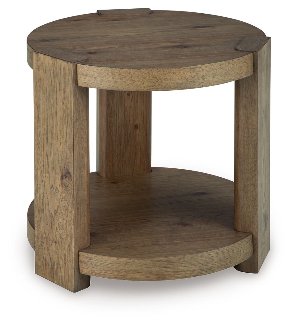 Flangren - Round End Table - Light Brown - Fraser Furniture & Mattresses