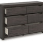 Fraluna - Charcoal - Six Drawer Dresser