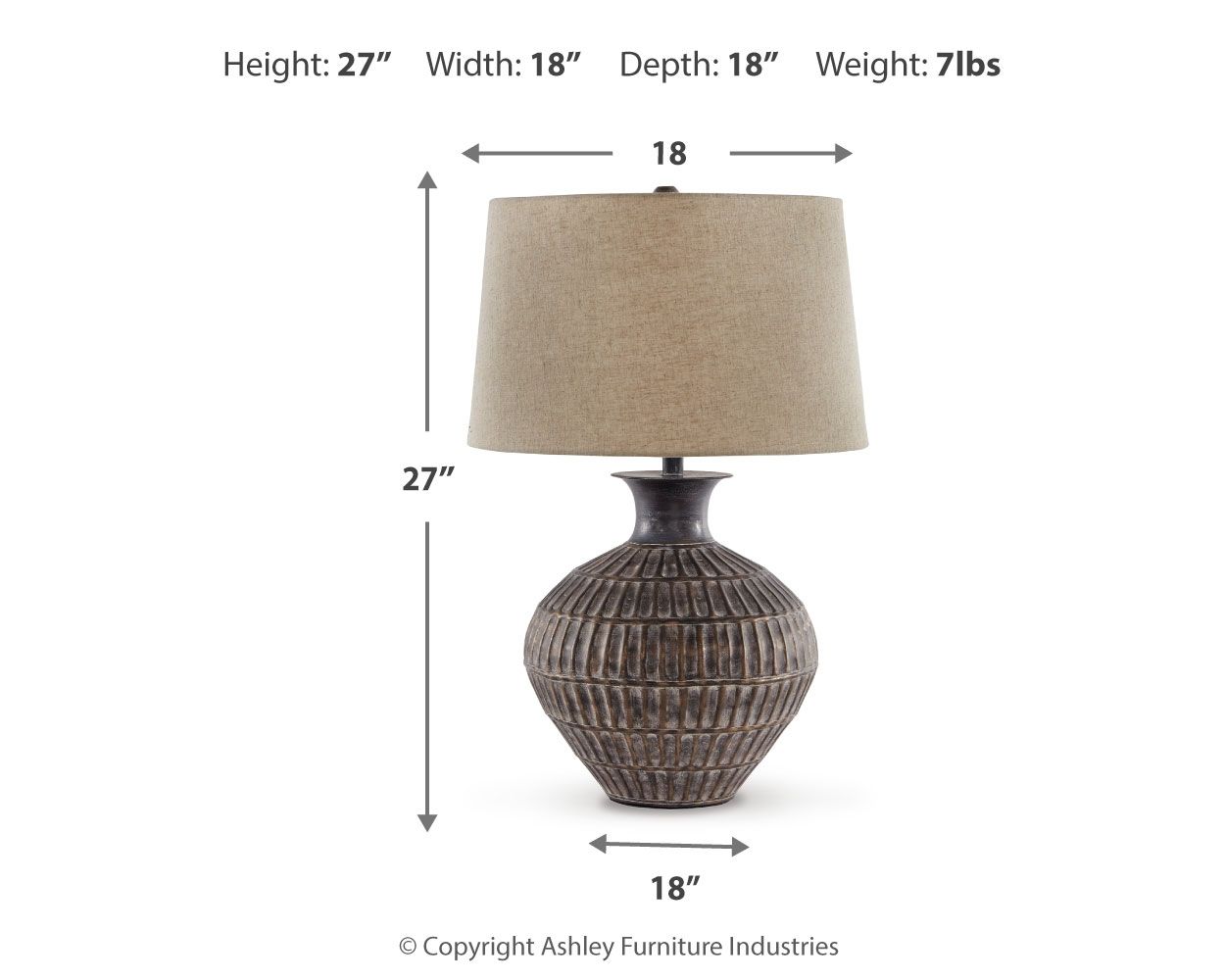 Magan - Metal Table Lamp  - Antique Bronze Finish - Fraser Furniture & Mattresses
