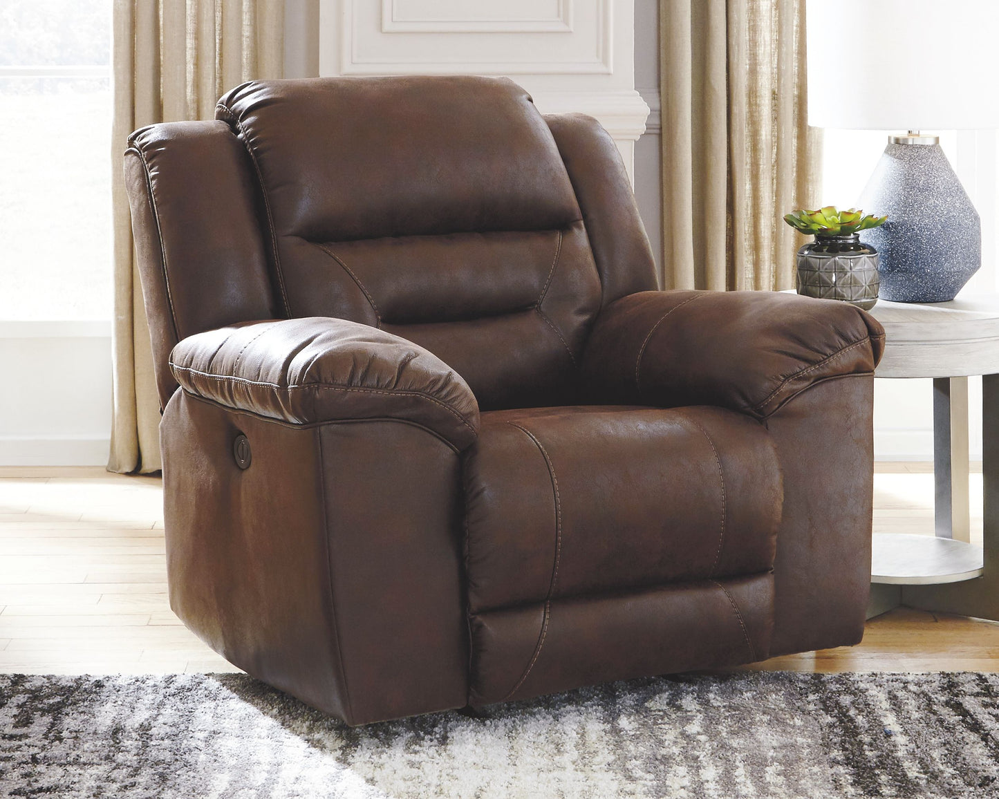 Stoneland - Chocolate - Power Rocker Recliner - Faux Leather