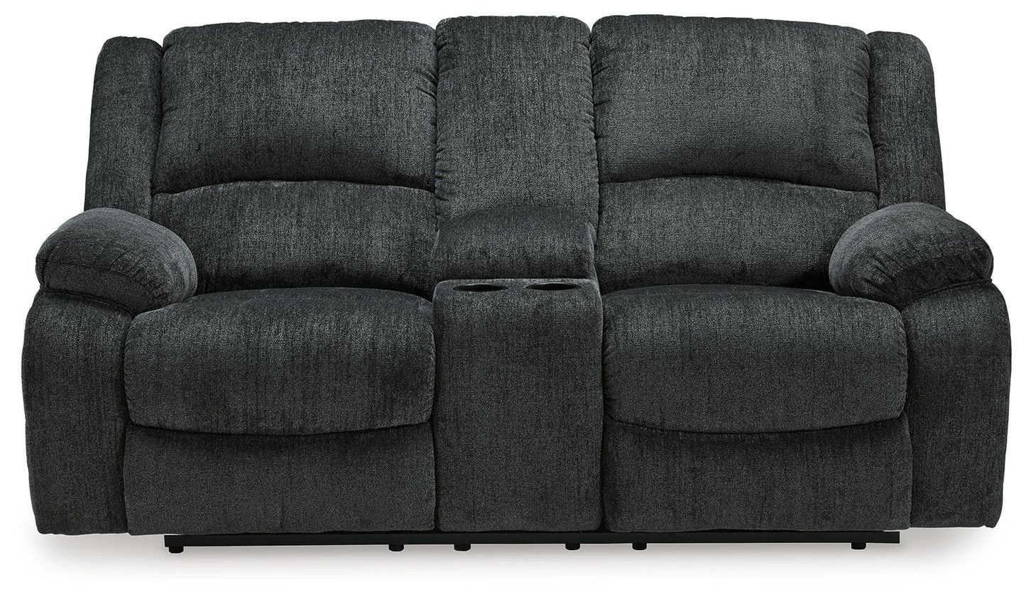 Draycoll - Dbl Reclining Loveseat W/Console - Fabric - Slate